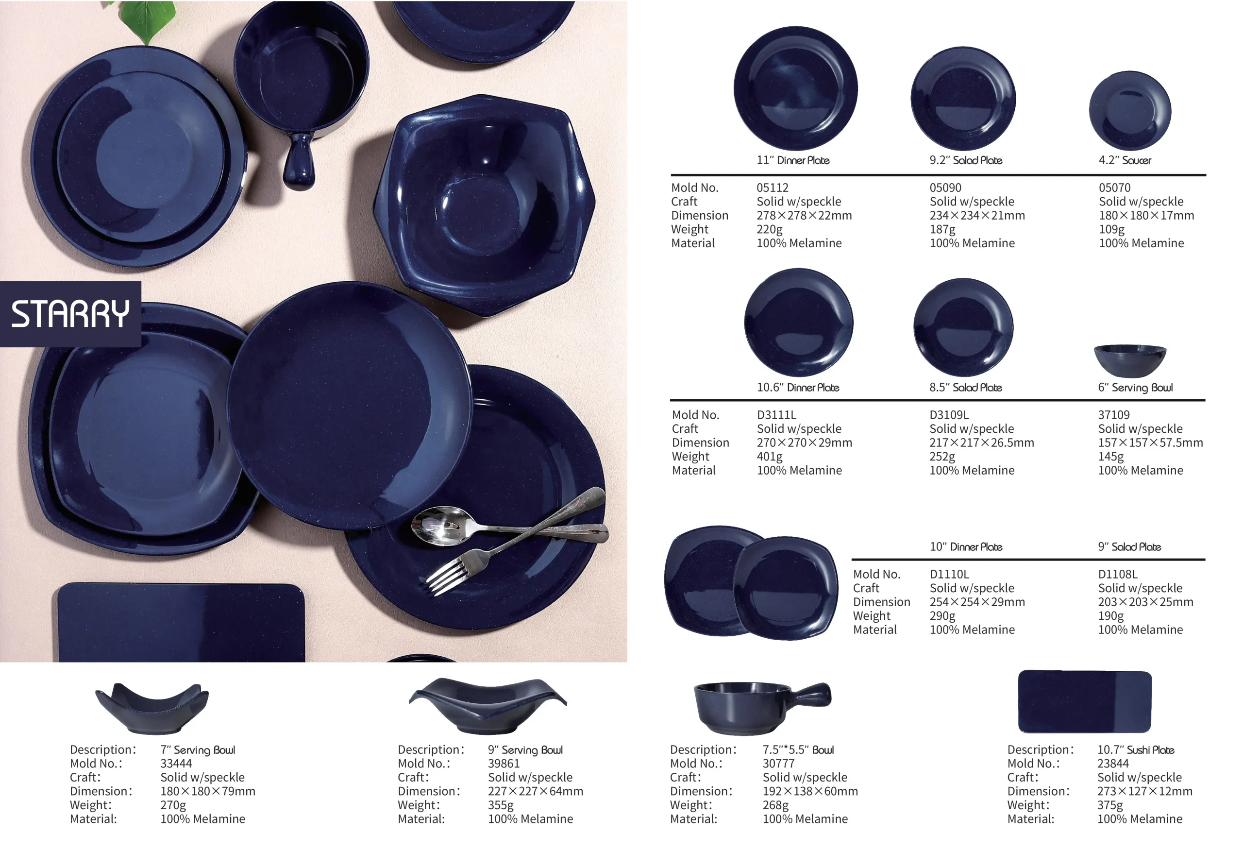 Thousand Perfection Starry Collection Melamine Dinner Set ( 12 pieces )