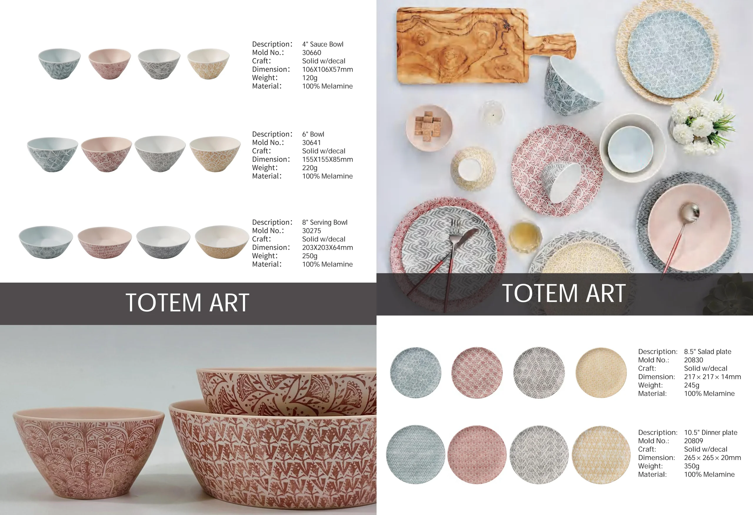 Thousand Perfection Totem Art Collection Melamine Dinner Set ( 5 pieces )
