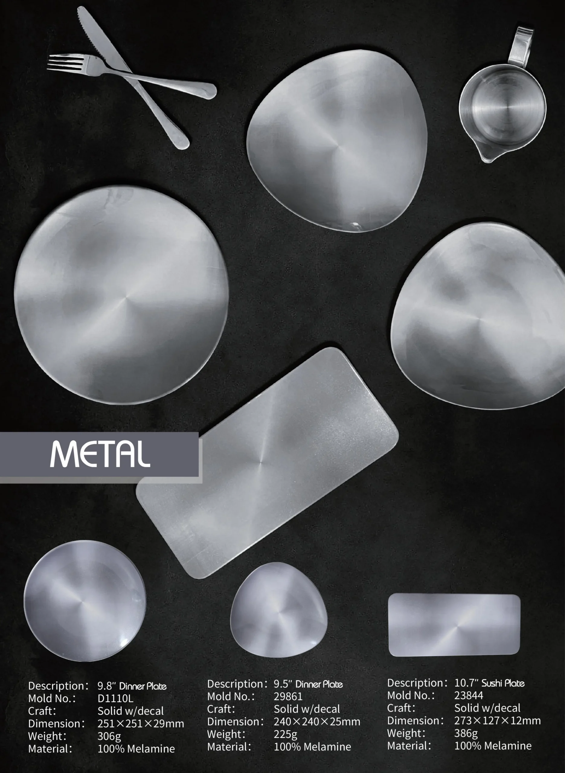 Thousand Perfection Metal Collection Melamine Dinner Set ( 3 pieces )